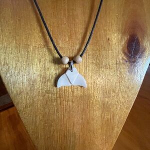 Elegant Cream Whale Tail Pendant Necklace